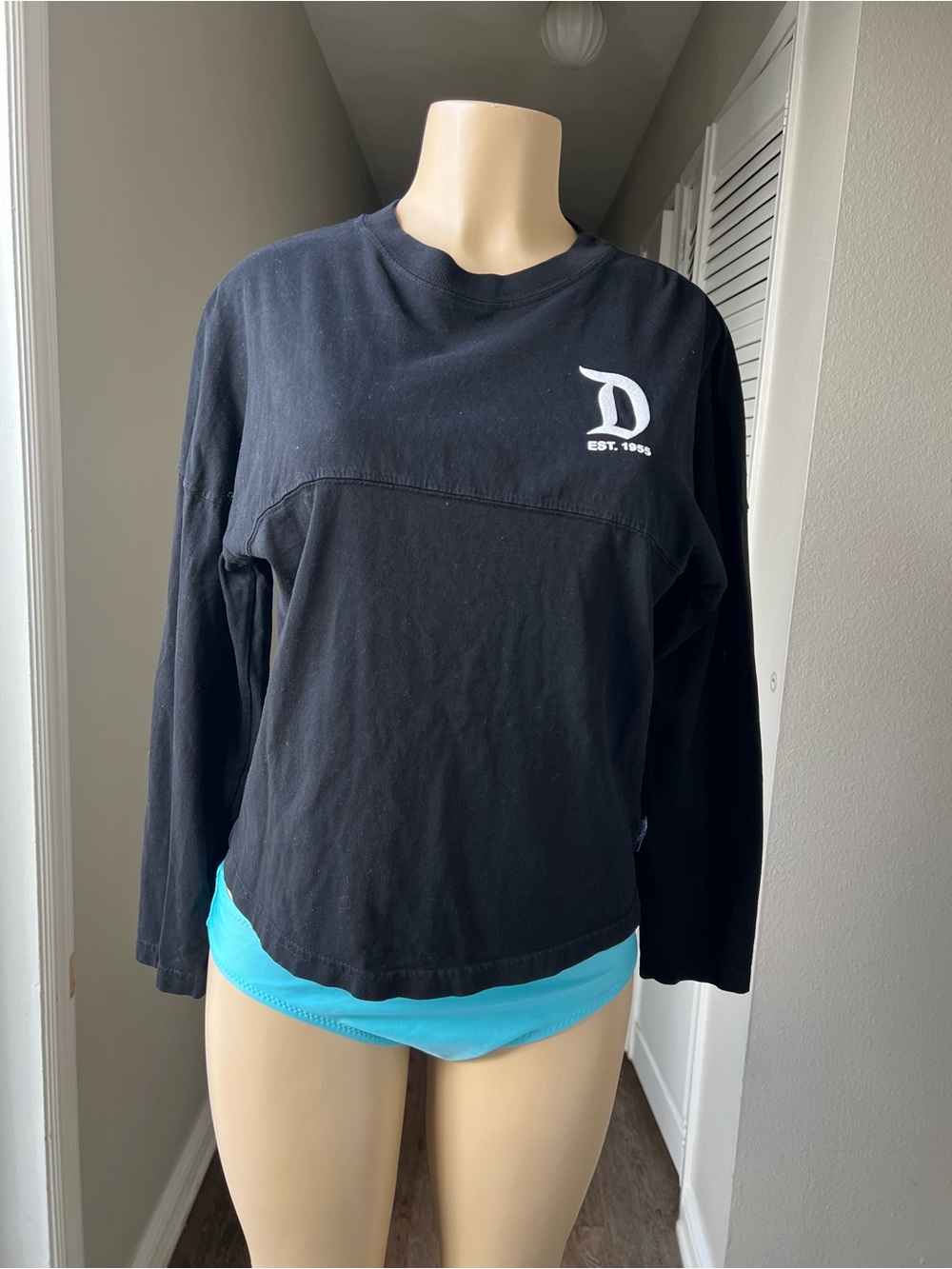 Disney Parks Black Sweatshirt with White Logo Interior Print